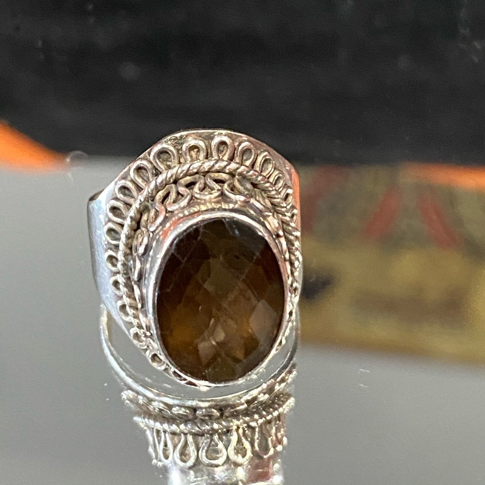 Brown stone on sterling silver 925 ring